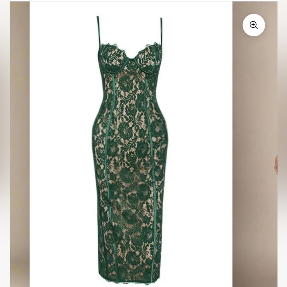 Strapless Green Lace Dress